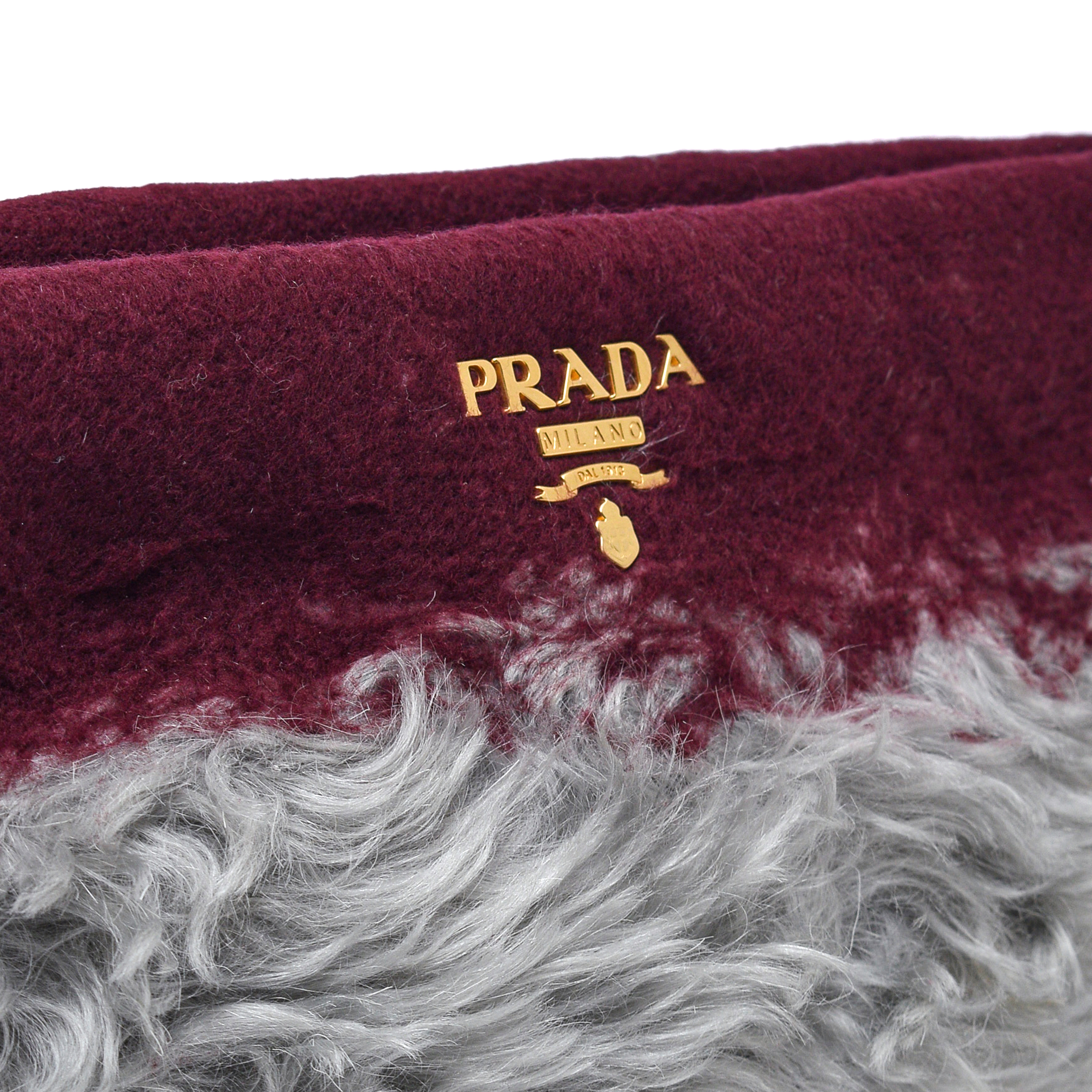 Prada-Grey&Bordeaux Fur Mohair Clutch